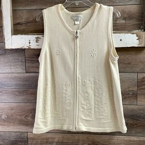 Christopher & Banks Women’s Size Large Hand Embroidered Zip Up Sleeveless Vest